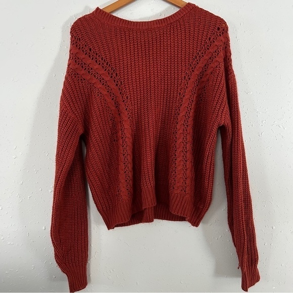 🦋 No Boundaries Burnt Orange Crew Neck Cross Back Sweater Fall Comfy Casual XL - Picture 1 of 8